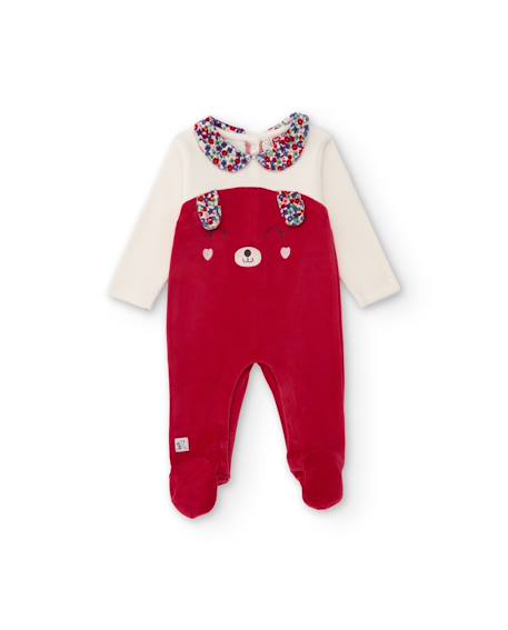 Barboteuse en tricot pour bébé avec visage d'ourson Rouge 1 - vertbaudet enfant 