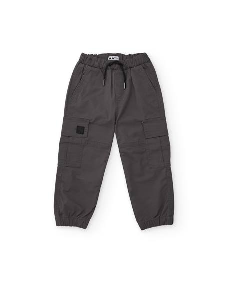 Pantalon cargo pour garçon en toile avec ceinture ajustable Gris 1 - vertbaudet enfant 