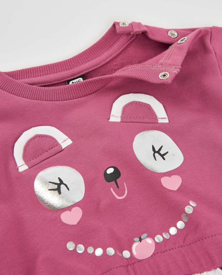 Robe bébé fille buste en coton imprimé et jupe à carreaux Violet 4 - vertbaudet enfant 