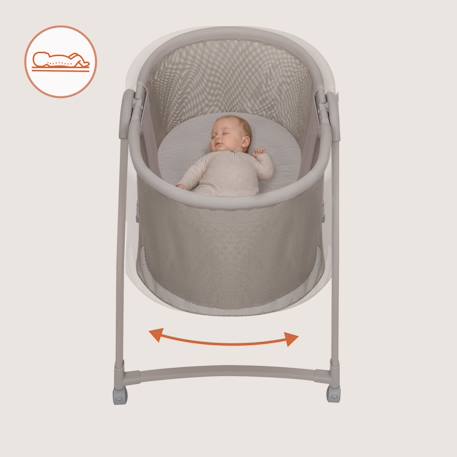 Lit bébé berceau 2en1 gaya pliable avec 4 roues et moustiquaire Beige latte+Beige sand 2 - vertbaudet enfant 