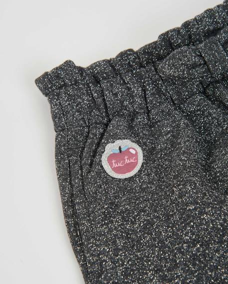 Pantalon fille en molleton doux avec taille élastique Gris 4 - vertbaudet enfant 