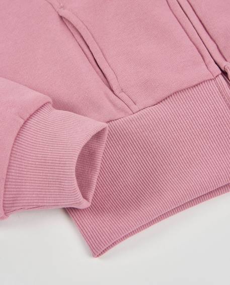 Sweat pour fille en molleton avec capuche et fermeture zippée frontale Rose 4 - vertbaudet enfant 