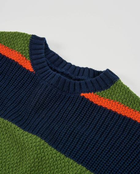 Pull garçon en tricot avec rayures contrastées et tons vifs Bleu 4 - vertbaudet enfant 