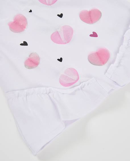 T-shirt fille en jersey avec volant et imprimé cœurs Blanc 4 - vertbaudet enfant 
