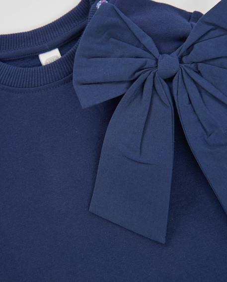 Sweat en molleton fille avec grand nœud fantaisie et toucher doux Bleu 3 - vertbaudet enfant 