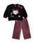 Ensemble fille en molleton avec sweat imprimé et détail nœud Noir 1 - vertbaudet enfant 