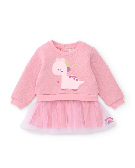 Robe en molleton pour bébé avec motif dinosaure Rose 1 - vertbaudet enfant 