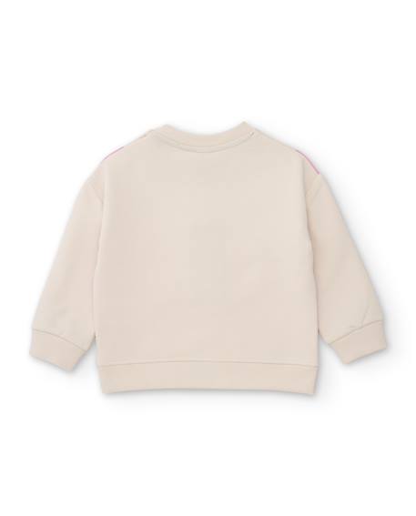 Sweat en molleton fille à motif cœurs texturés Blanc 3 - vertbaudet enfant 
