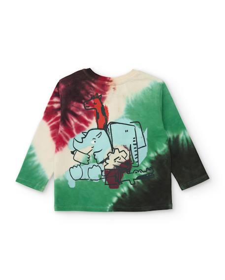 T-shirt bébé garçon en jersey à manches longues et imprimé tie and dye Vert 2 - vertbaudet enfant 