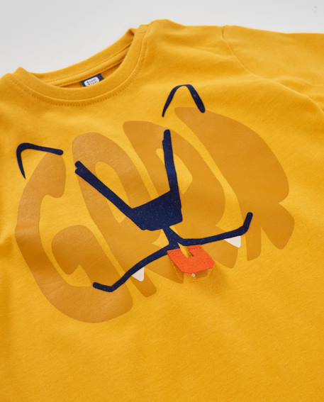 T-shirt à manches longues garçon en jersey imprimé tigre Jaune 3 - vertbaudet enfant 