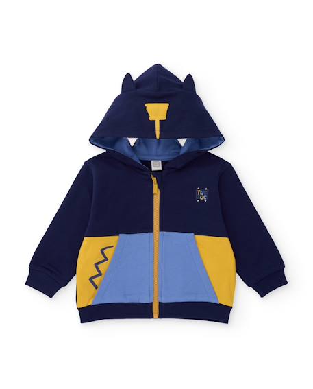 Ensemble garçon en molleton avec sweat à capuche oreilles et pantalon Bleu 2 - vertbaudet enfant 