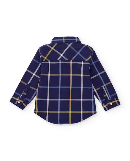 Chemise à carreaux garçon en toile de coton fermeture boutonnée Bleu 3 - vertbaudet enfant 