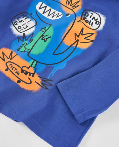 T-shirt garçon en jersey à imprimé ludique et matière confortable Bleu 4 - vertbaudet enfant 