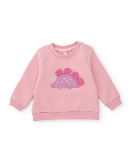 Ensemble en molleton pour bébé avec sweat-shirt dinosaure Rose 2 - vertbaudet enfant 