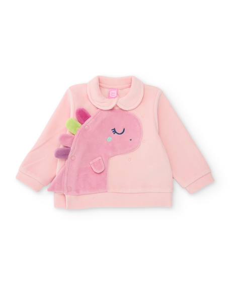 Ensemble en maille pour bébé avec t-shirt dinosaure Rose 2 - vertbaudet enfant 