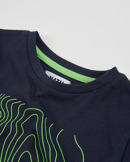 T-shirt garçon en maille avec imprimé géométrique Bleu 3 - vertbaudet enfant 