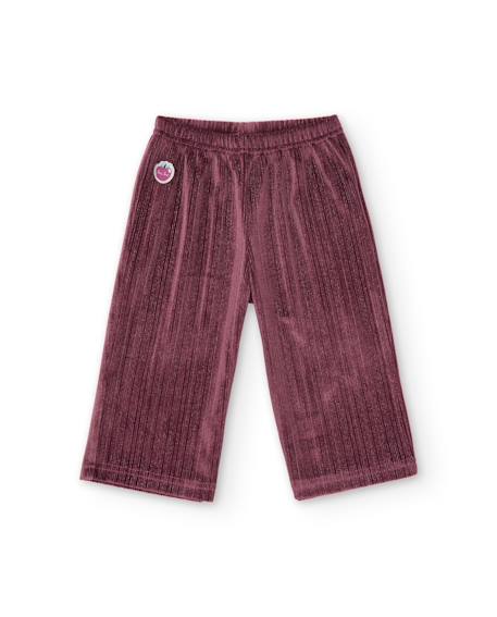 Pantalon fille en velours avec taille élastique Violet 2 - vertbaudet enfant 