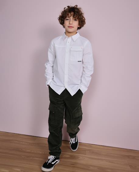 Pantalon garçon en velours côtelé avec poches latérales Vert 1 - vertbaudet enfant 