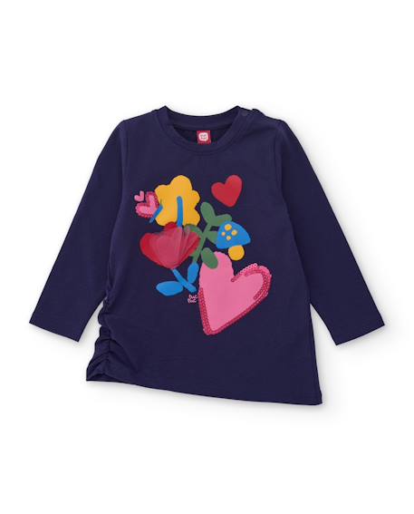 Ensemble fille en jersey avec t-shirt fleuri et legging assorti Bleu 2 - vertbaudet enfant 