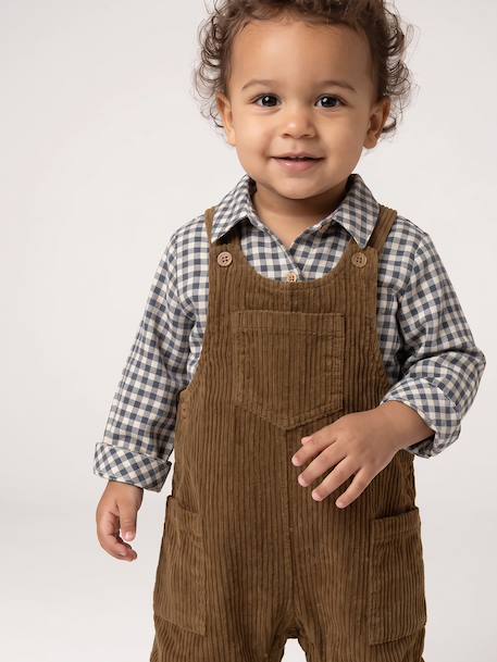 Ensemble salopette chemise bébé garçon olive 9 - vertbaudet enfant 