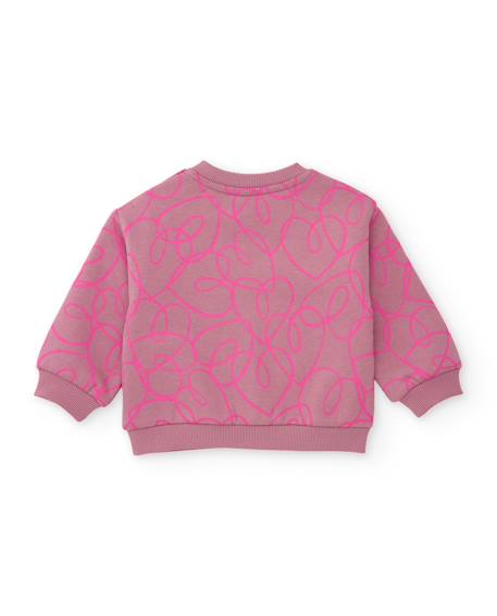 Ensemble en molleton pour bébé fille avec sweat imprimé et pantalon assorti Rose 4 - vertbaudet enfant 