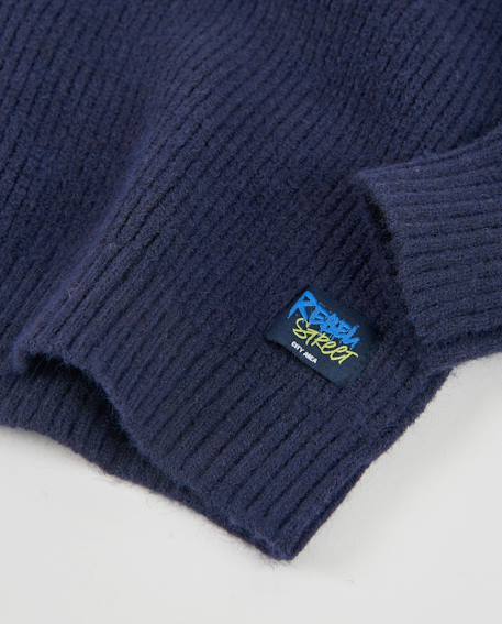 Pull à capuche en tricot pour garçon avec tissu chaud Bleu 5 - vertbaudet enfant 