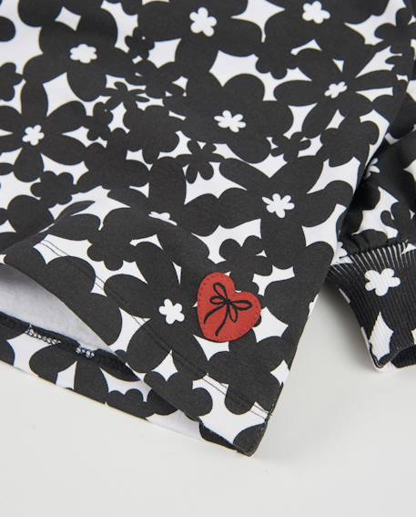 Robe pour fille en molleton avec imprimé floral et manches bouffantes Noir 4 - vertbaudet enfant 