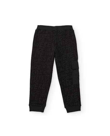 Pantalon garçon en molleton avec poche cargo et cordon Noir 2 - vertbaudet enfant 
