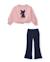 Ensemble pour fille avec sweat design chien et leggings évasés Rose 1 - vertbaudet enfant 