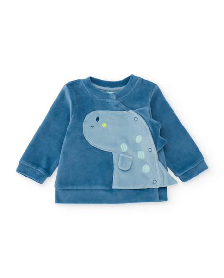 Ensemble bébé en maille avec dinosaure en relief Bleu 2 - vertbaudet enfant 