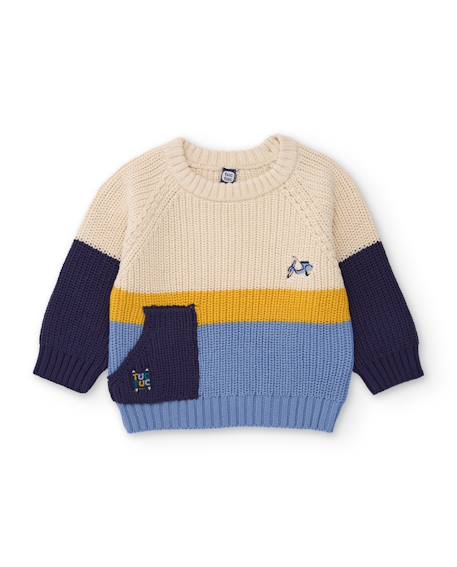 Pull en tricot garçon color-block en maille douce et chaude Bleu 1 - vertbaudet enfant 