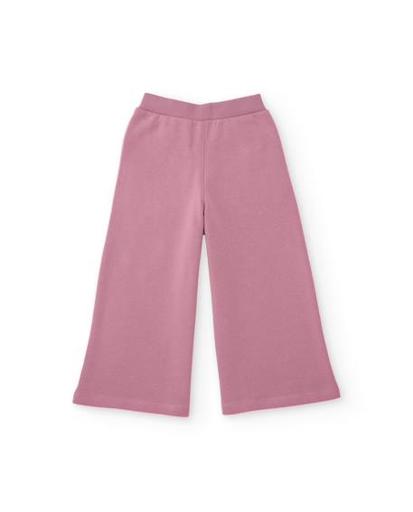 Pantalon fille en maille à coupe large et taille élastique Rose 2 - vertbaudet enfant 