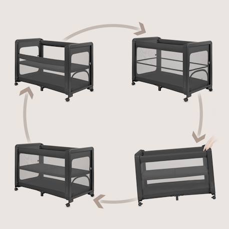 Lit cododo 5en1 patty pliable avec fonction lit parapluie et parc, matelas haute densité et 4 roulettes Beige sand+Grey graphite 9 - vertbaudet enfant 