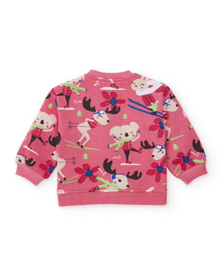 Ensemble en molleton pour bébé fille avec sweat imprimé et pantalon à nœuds Rose 4 - vertbaudet enfant 