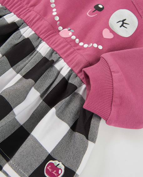 Robe bébé fille buste en coton imprimé et jupe à carreaux Violet 5 - vertbaudet enfant 