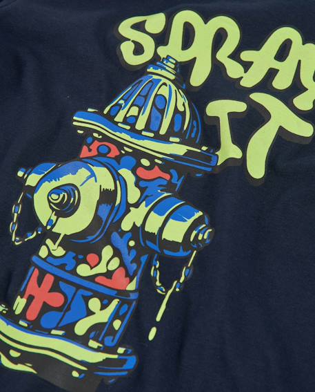 T-shirt garçon en jersey avec imprimé graffiti Bleu 4 - vertbaudet enfant 