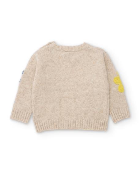 Pull bébé fille en tricot avec fleurs brodées et matière douce Blanc 2 - vertbaudet enfant 