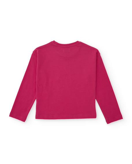 T-shirt fille en maille avec imprimé ourson et sequins Rose 2 - vertbaudet enfant 