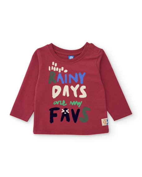 T-shirt à manches longues en jersey pour garçon avec motif ludique Rouge 1 - vertbaudet enfant 