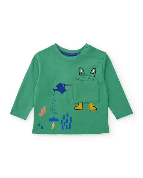 T-shirt garçon en jersey avec poche et imprimé ludique Vert 1 - vertbaudet enfant 