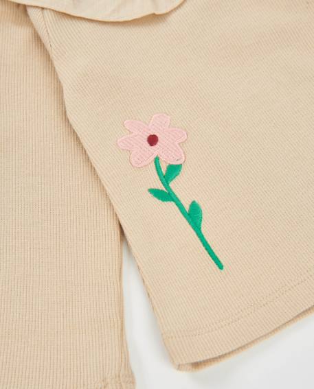 T-shirt fille en jersey à manches longues et détail volanté Beige 4 - vertbaudet enfant 