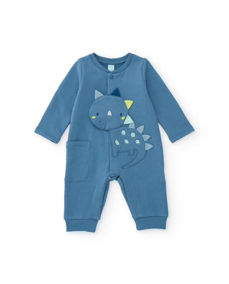 Barboteuse en molleton pour bébé avec motif dinosaure Bleu 1 - vertbaudet enfant 