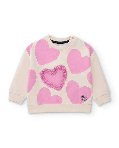 Sweat en molleton bébé fille à motif cœurs texturés Blanc 2 - vertbaudet enfant 