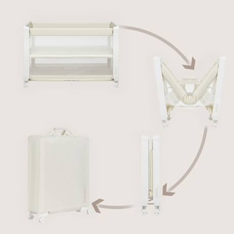 Lit cododo 5en1 patty pliable avec fonction lit parapluie et parc, matelas haute densité et 4 roulettes Beige sand+Grey graphite 6 - vertbaudet enfant 