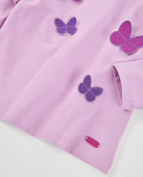 T-shirt en jersey fille à volants aux épaules et broderie papillons Violet 5 - vertbaudet enfant 