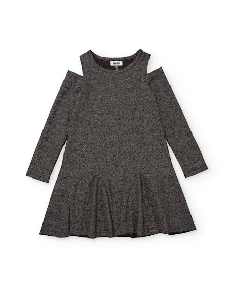 Robe fille avec épaules dénudées et détails brillants Gris 1 - vertbaudet enfant 