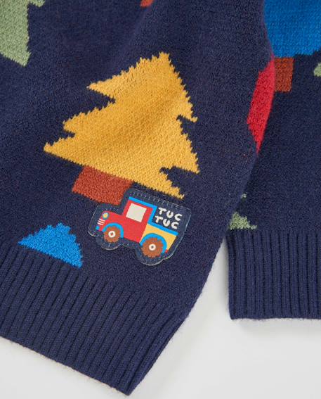 Pull bébé garçon en maille douce à motifs d'arbres Bleu 5 - vertbaudet enfant 