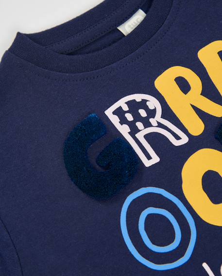 T-shirt à manches longues garçon en jersey imprimé original Bleu 3 - vertbaudet enfant 