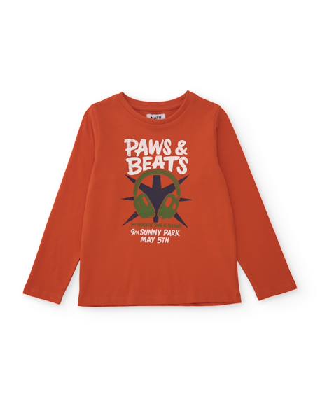 Ensemble garçon avec t-shirt en coton design musical et pantalon jogger Orange 2 - vertbaudet enfant 