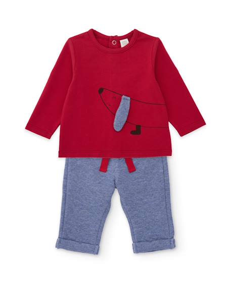 Ensemble en peluche pour bébé avec illustration de petit chien Rouge 1 - vertbaudet enfant 